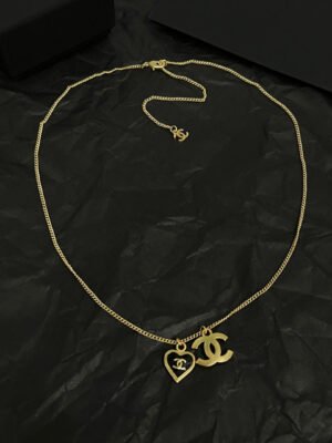 18K CC Black Heart Necklace