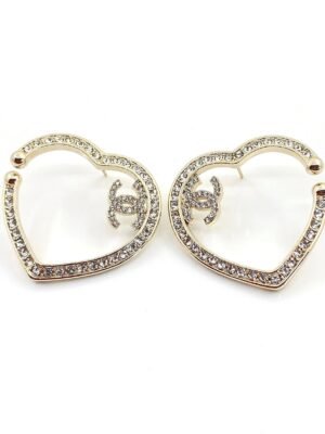 18K CC Diamond Heart Earrings