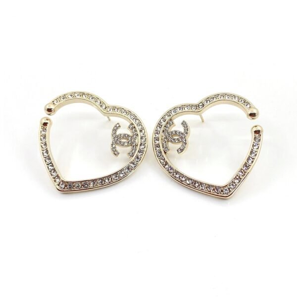 18K CC Diamond Heart Earrings