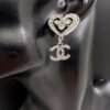 18K CC Heart Diamond Earrings