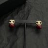 18K CC Red Bead Earrings