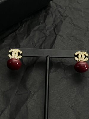 18K CC Red Bead Earrings