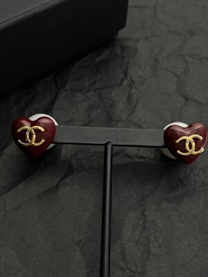 18K CC Red Heart Earrings