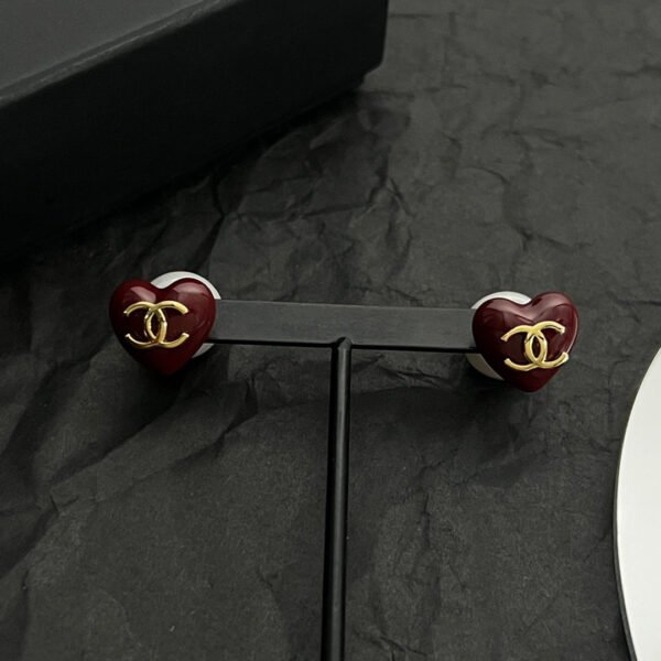 18K CC Red Heart Earrings
