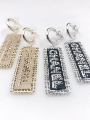 18K CC Typo Drop Earrings