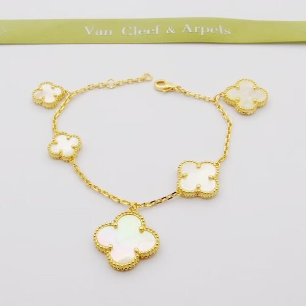 18K Magic Alhambra Five Pearls Motifs Clover Bracelet