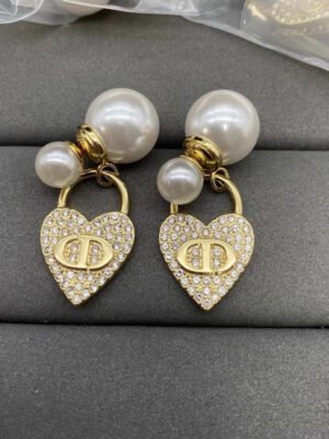 18K CD Diamond Lock Earrings