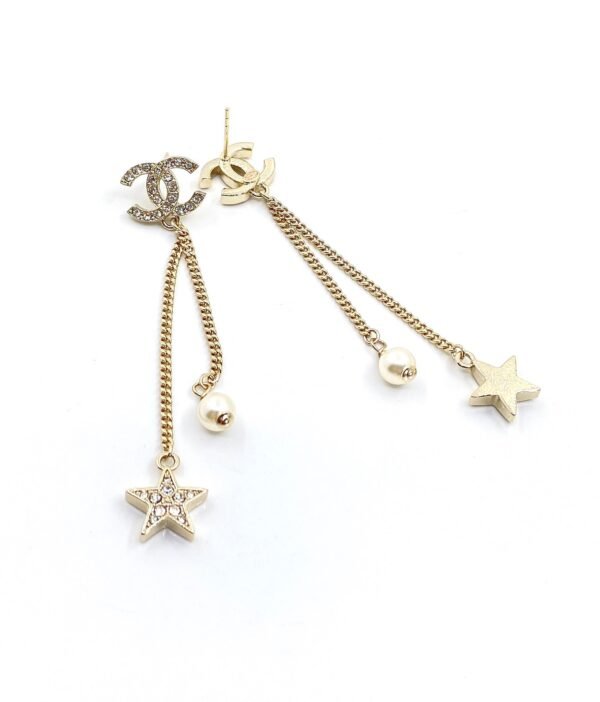 18K CC Pearl & Star Earrings