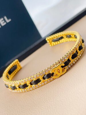 18K CC Black Strass Cuff Bracelet