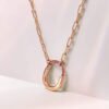 18K T Lock Pink Pav¨¦ Diamonds Necklace