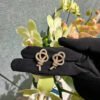 18K T Keys Woven Diamond Earrings
