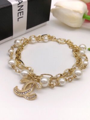 18K CC Pearl Chain Bracelet
