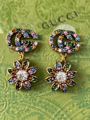 18K Double G Flower Pendant Earrings