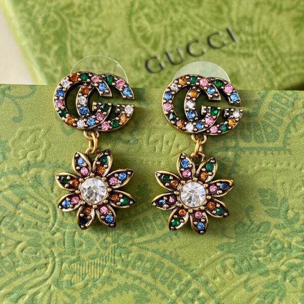 18K Double G Flower Pendant Earrings