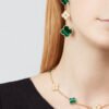 18K Magic Alhambra Three Malachite Motifs Clover Earrings