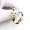 18K CC Cricle Leather Earrings