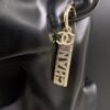 18K CC Crystals Long Letter Earrings