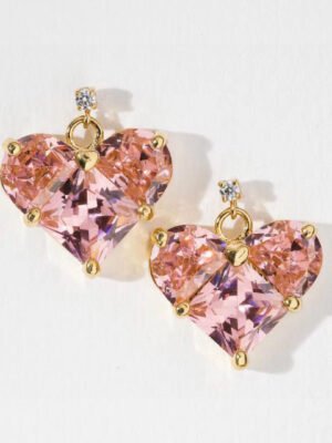 18K Triomphe Pink Crystal Heart Earrings
