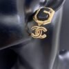 18K CC Pendant Leather Earrings