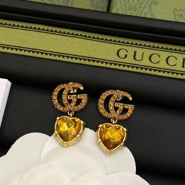 18K Double G Yellow Crystal Earrings