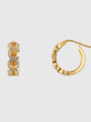 18K Double G Embellished Script Letter Earrings