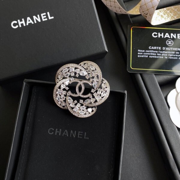 18K CC Camellia Crystals Brooch