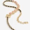 18K CC Pink Crystals Leather Necklace
