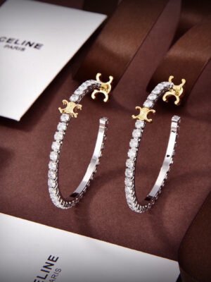 18K Triomphe Diamonds Hoops Earrings