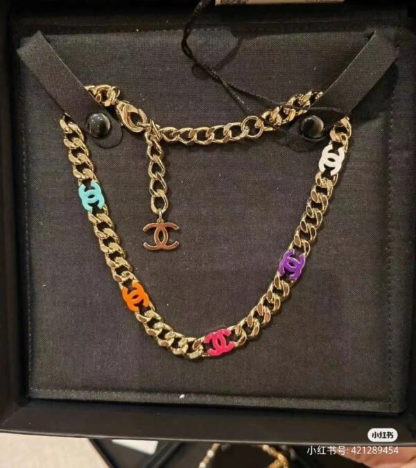 18K CC Color Logo Chain Necklace