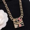 18K CC Pink Logo Chain Necklace