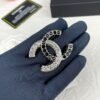 18K CC Black & White Crystals Brooch