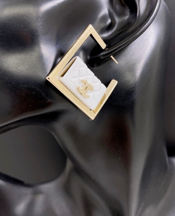 18K CC White Bag Pendant Earrings