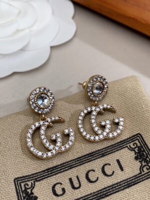 18K Double G Crystal Pendant Earrings