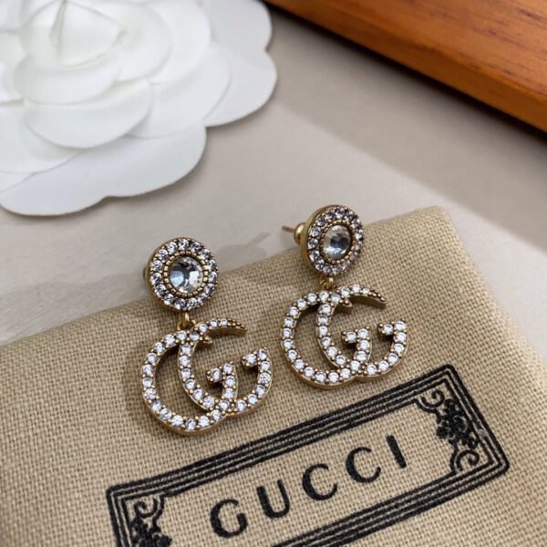 18K Double G Crystal Pendant Earrings