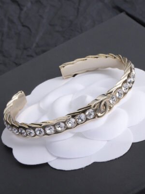 18K CC Open Cuff Crystals Bracelet