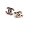 18K CC Pink Resin Leather Earrings