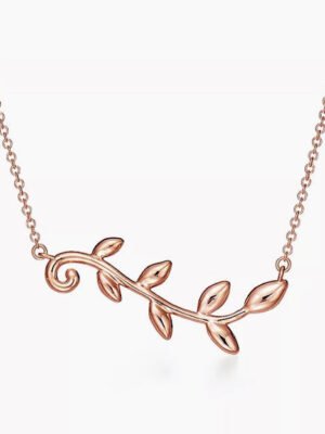 18K T Olive Leaf Vine Pendant Necklace