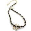 18K CC Flower Leather Choker Necklace