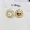 18K CC Pearl Round Earrings
