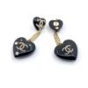 18K CC Heart Pendant Earrings