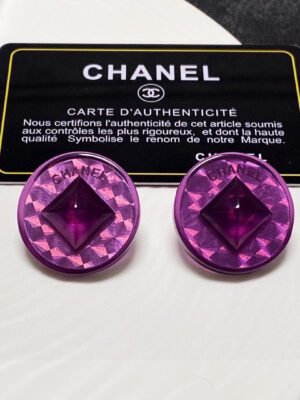 18K Vintage CC Purple Earrings
