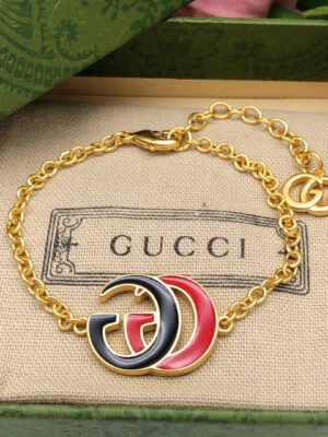 18K Double G Pink & Black Logo Bracelet