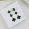 18K Magic Alhambra Three Malachite Motifs Clover Earrings