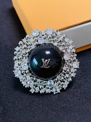 18K Louis Black Ball Brooch