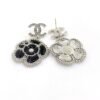 18K CC Black Pearl Camellia Earrings