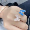 18K Two Butterfly Between the Finger Turquoise Ring