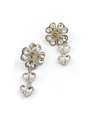 18K CC Crystal Flower Earrings