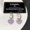 18K CC Purple Heart Earrings