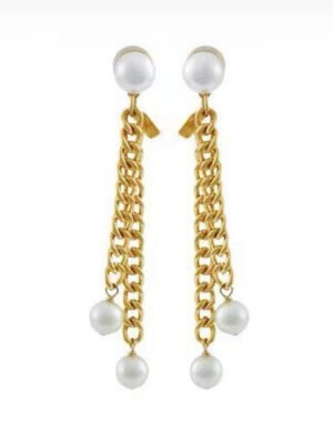 18K Triomphe Chain Pearl Earrings