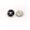 18k CC Black Pearl Clover Earrings